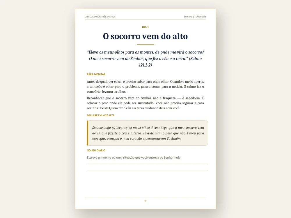 Página do guia, simples e guiada